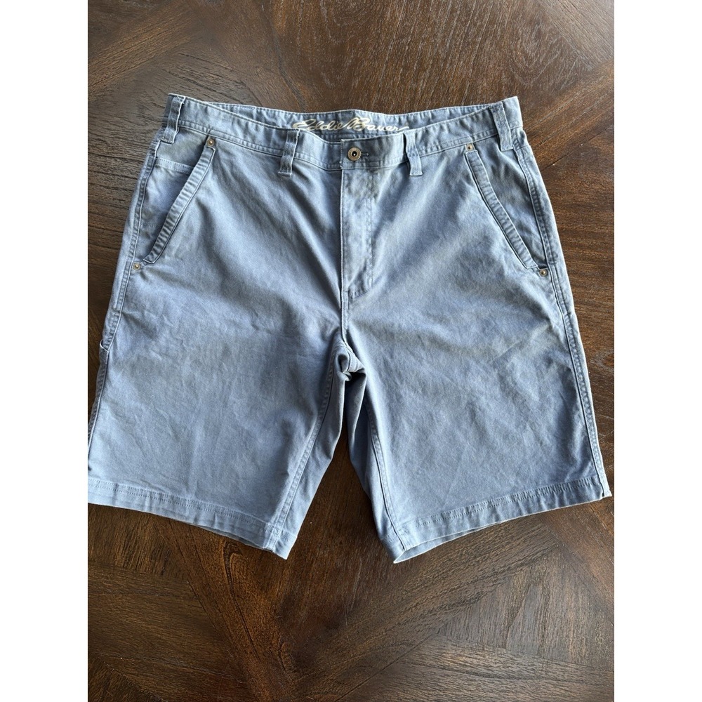 NWOT Eddie Bauer Mountain Flex Canvas Shorts Gray Mens 38 Work Wear Utility Blue